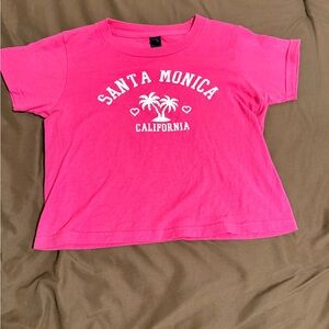 Santa Monica Pink Kids T-Shirt - Graphic Palm Design